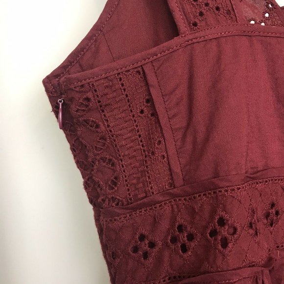 Country Road Maroon Broderie Lace Top Blouse XXS - Picture 8 of 12